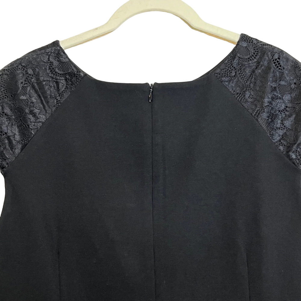 Chicos Womens Sleeveless Black Dress Size 12 Cap Sleeves Lace Trim Back Zipper - Picture 5 of 8